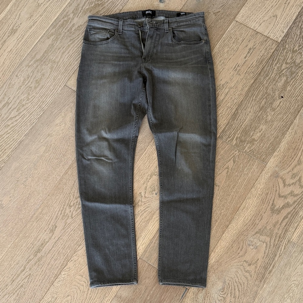 PAIGE Men's Slim Straight Washed Charcoal Jeans